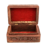 Brown Wooden Carved Jewellery Box - Medium - 7*5 Inches